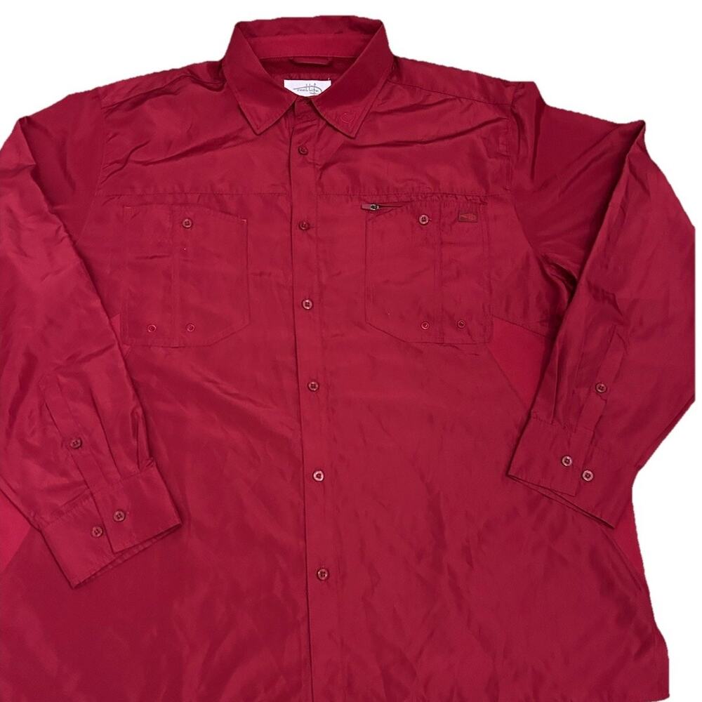 REEL LIFE Mens Shirt XXL Long Sleeve Vented Fishing Angler Red Outdoor 2XL MINT